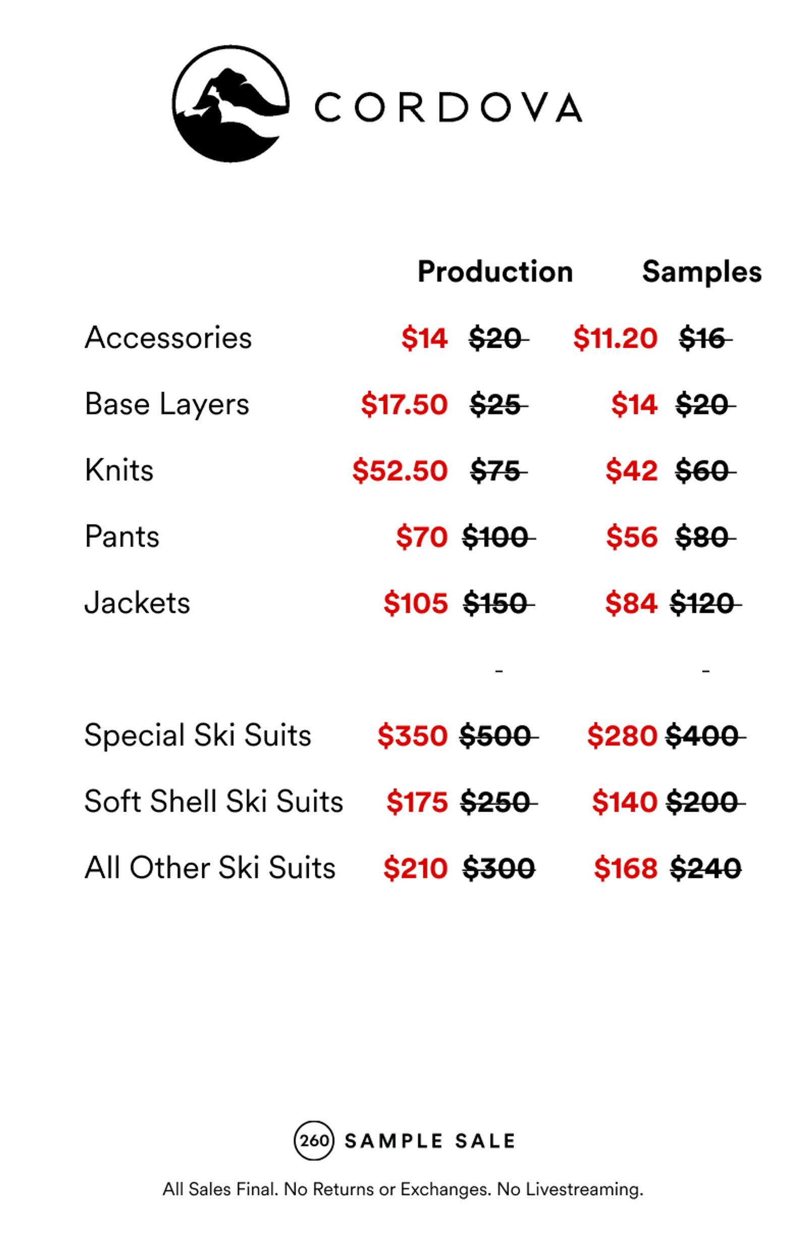 Price list