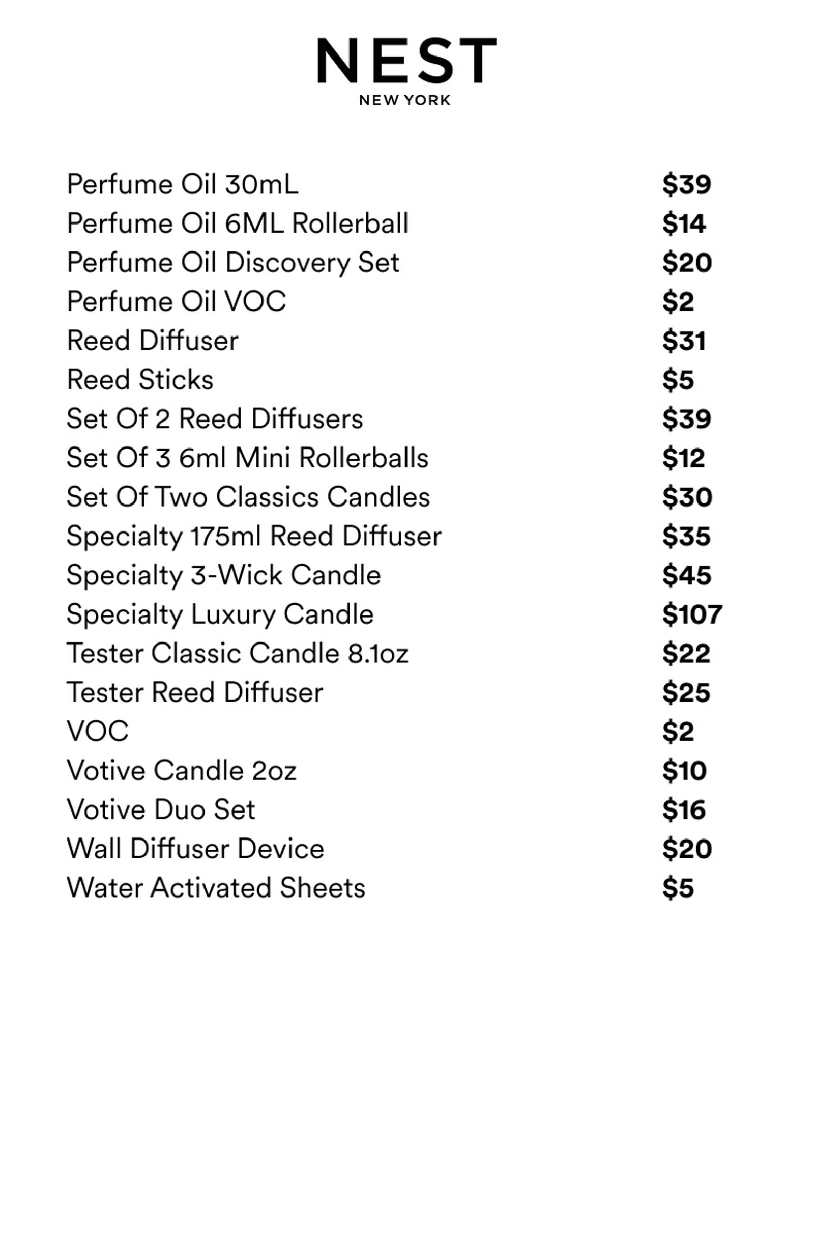 Price list