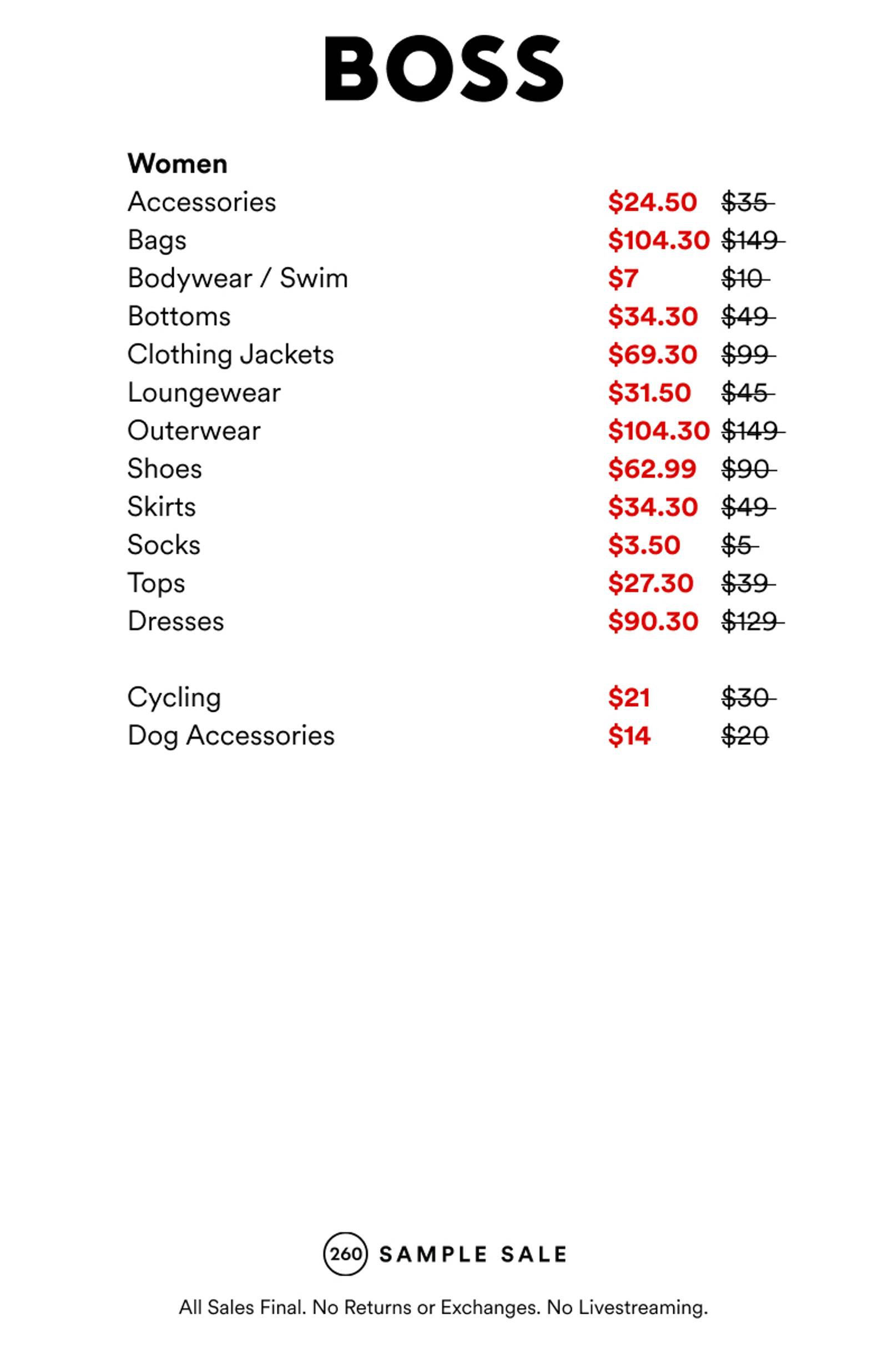 Price list