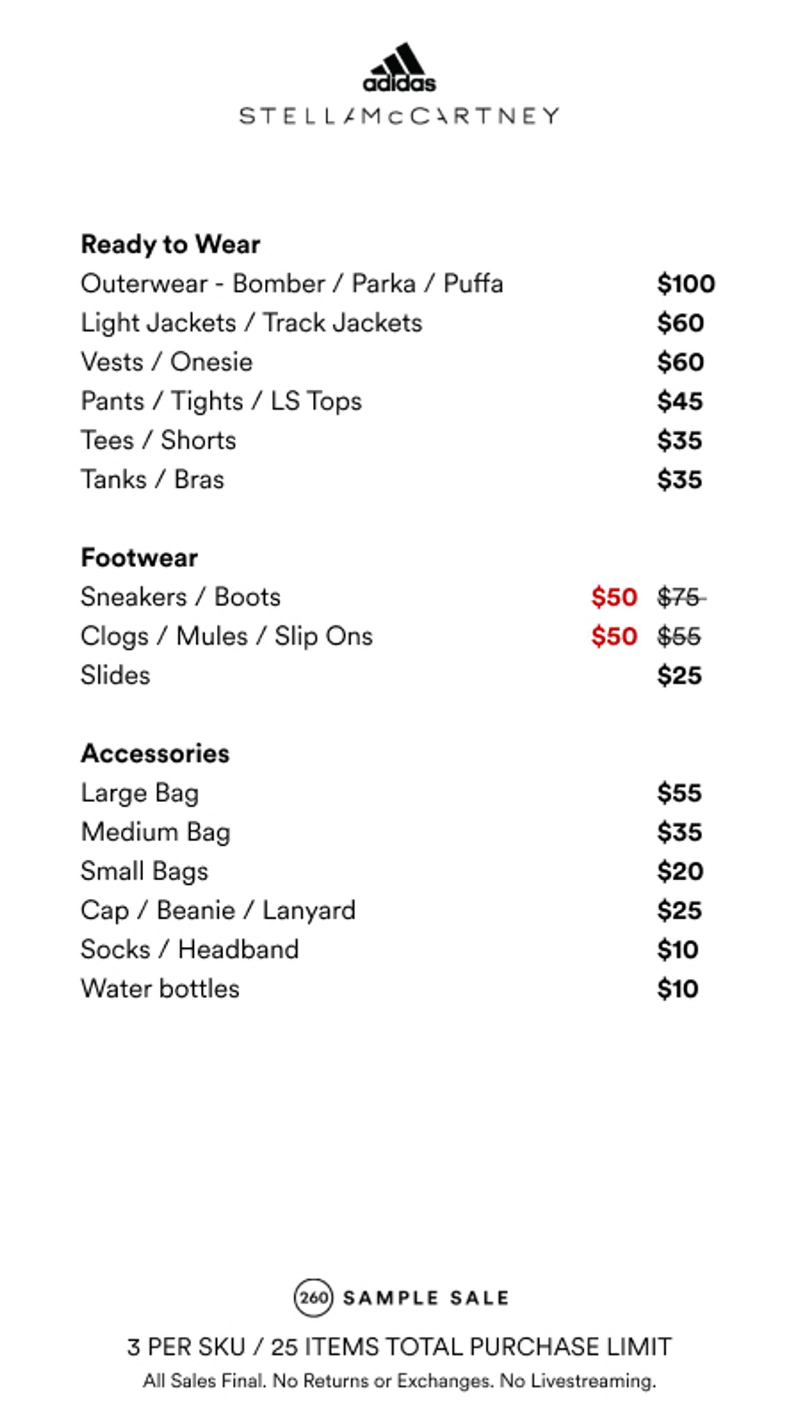 Price list