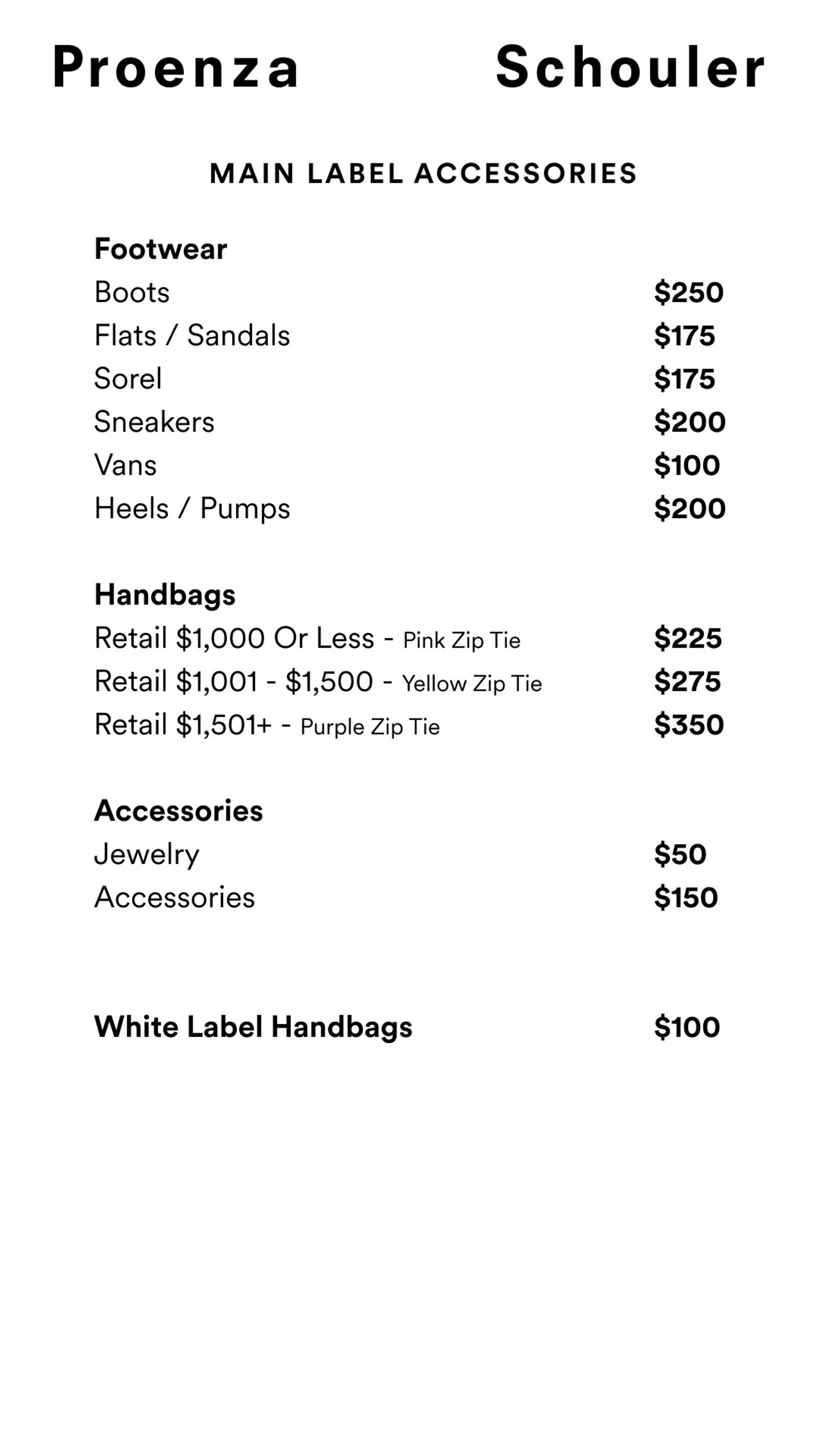 Price list