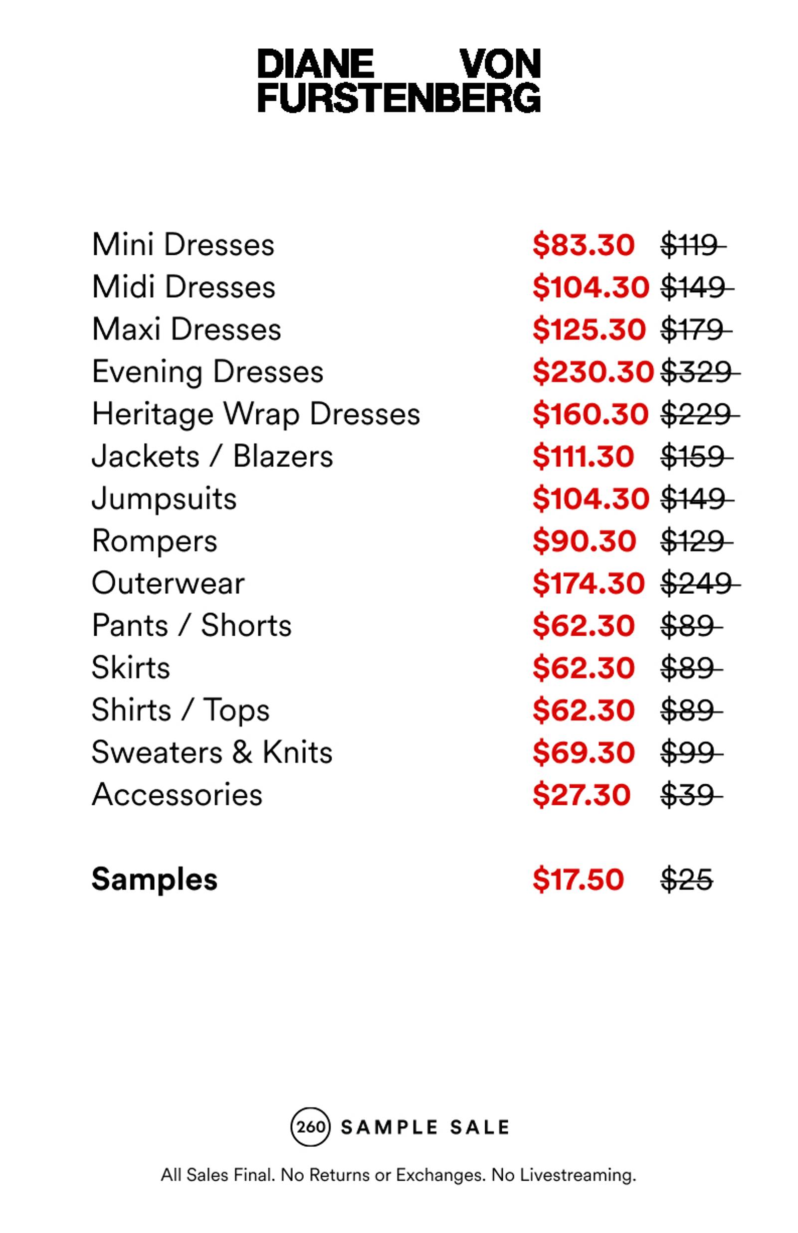 Price list