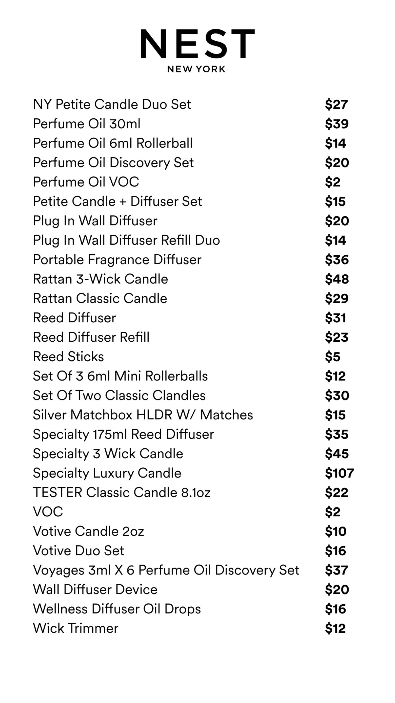 Price list