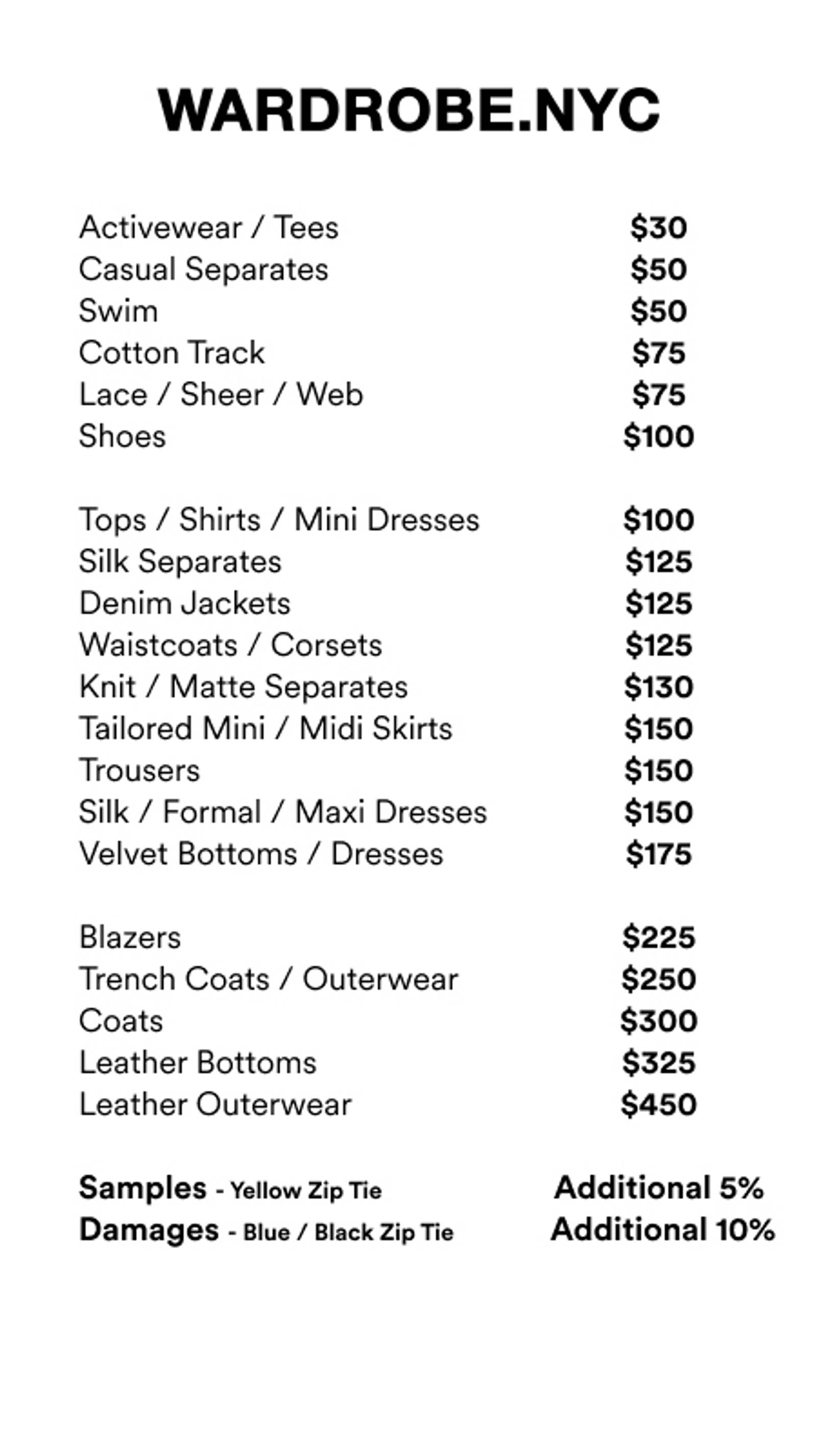 Price list