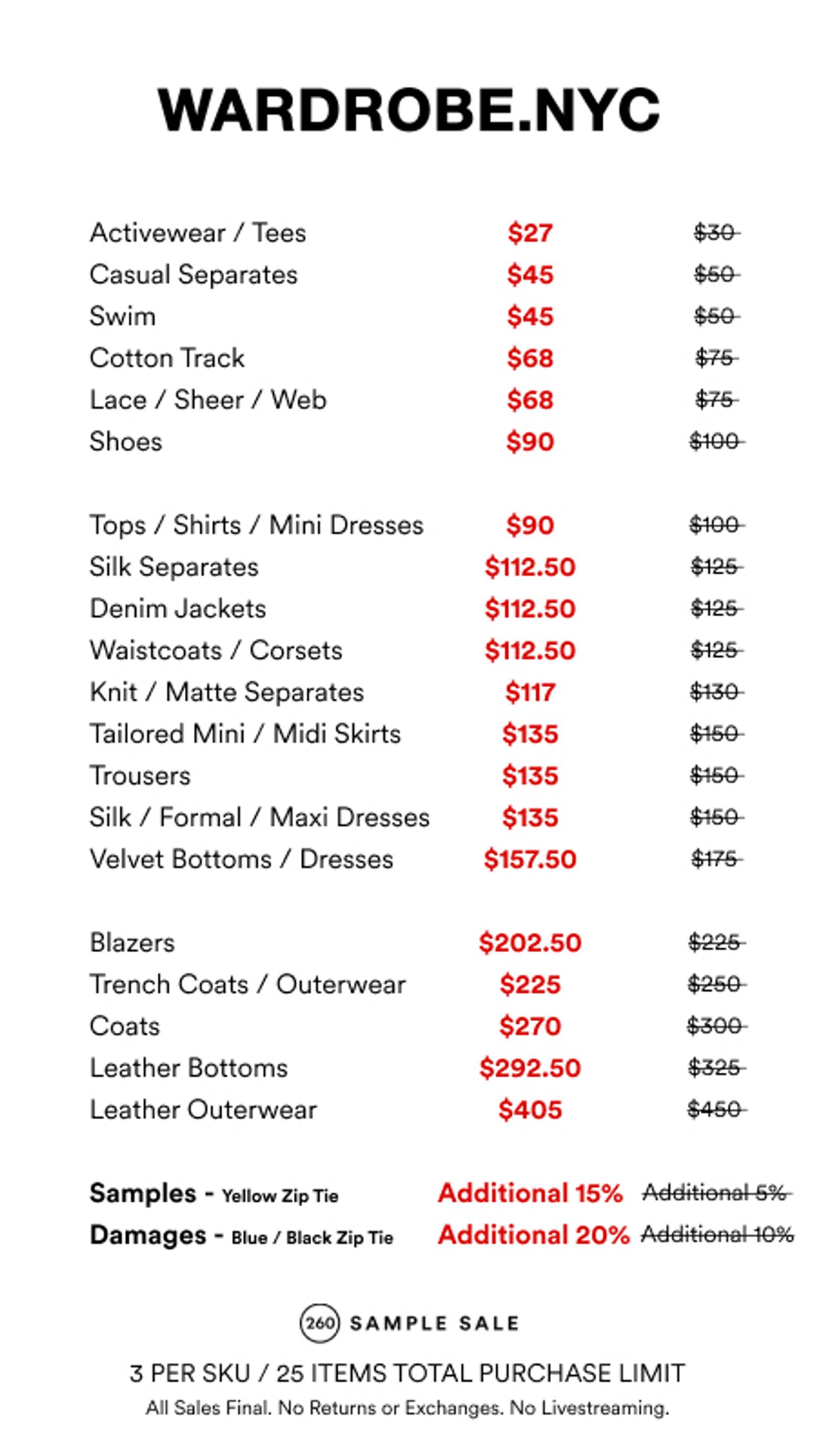 Price list