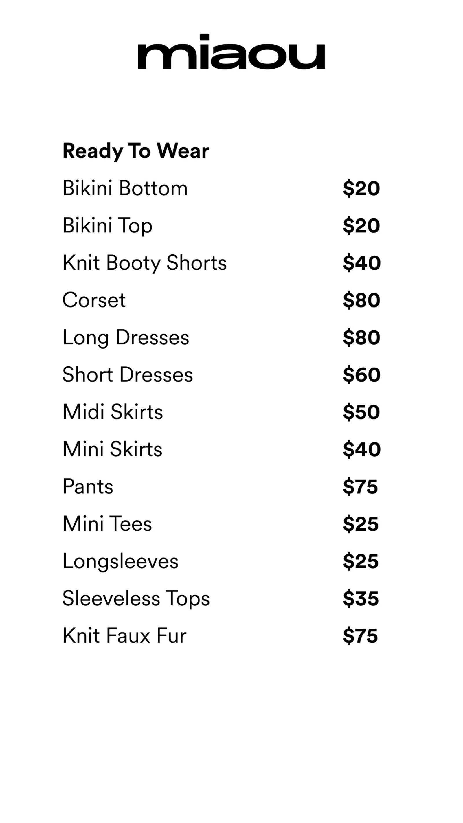 Price list