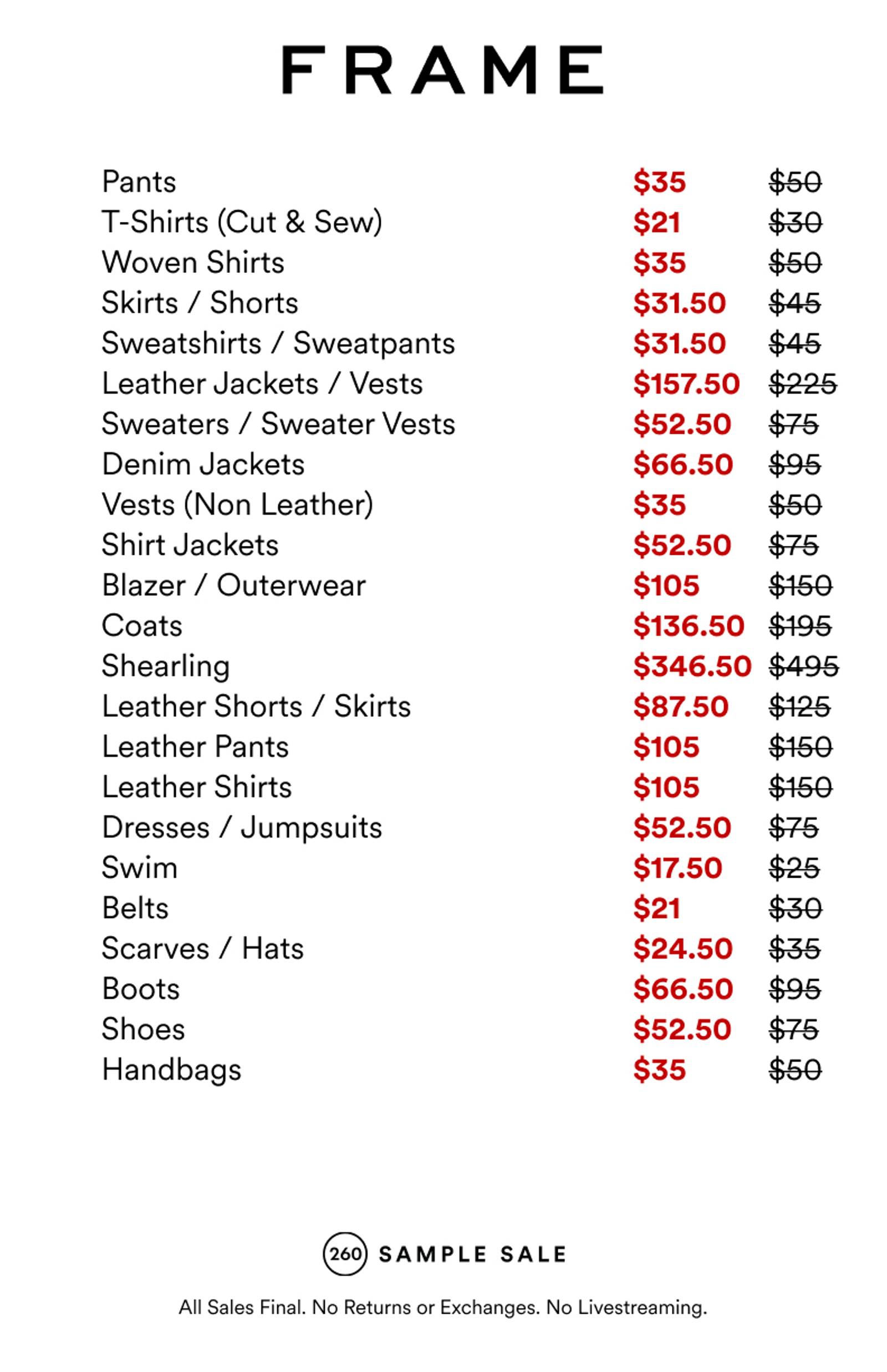 Price list