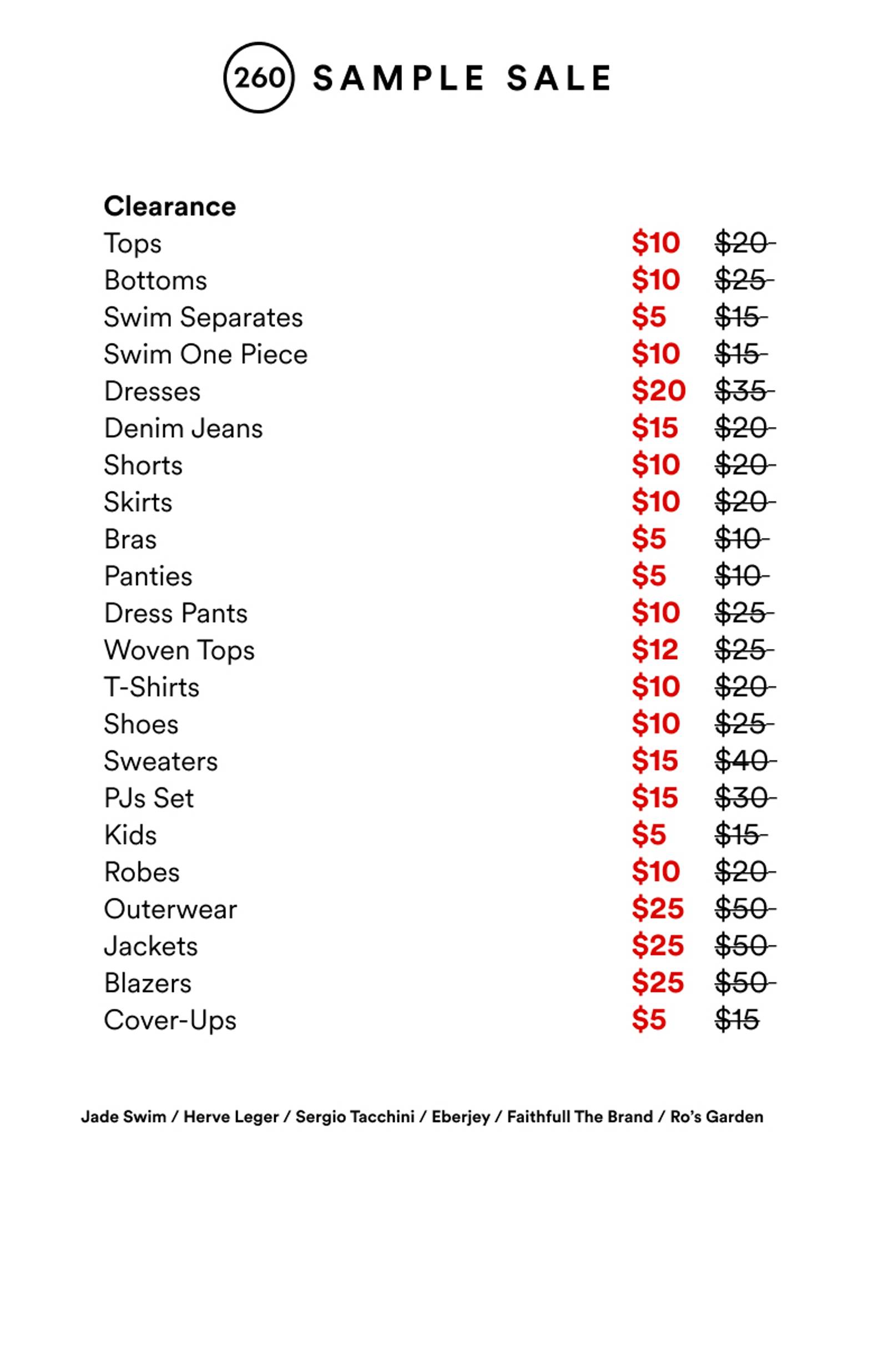 Price list
