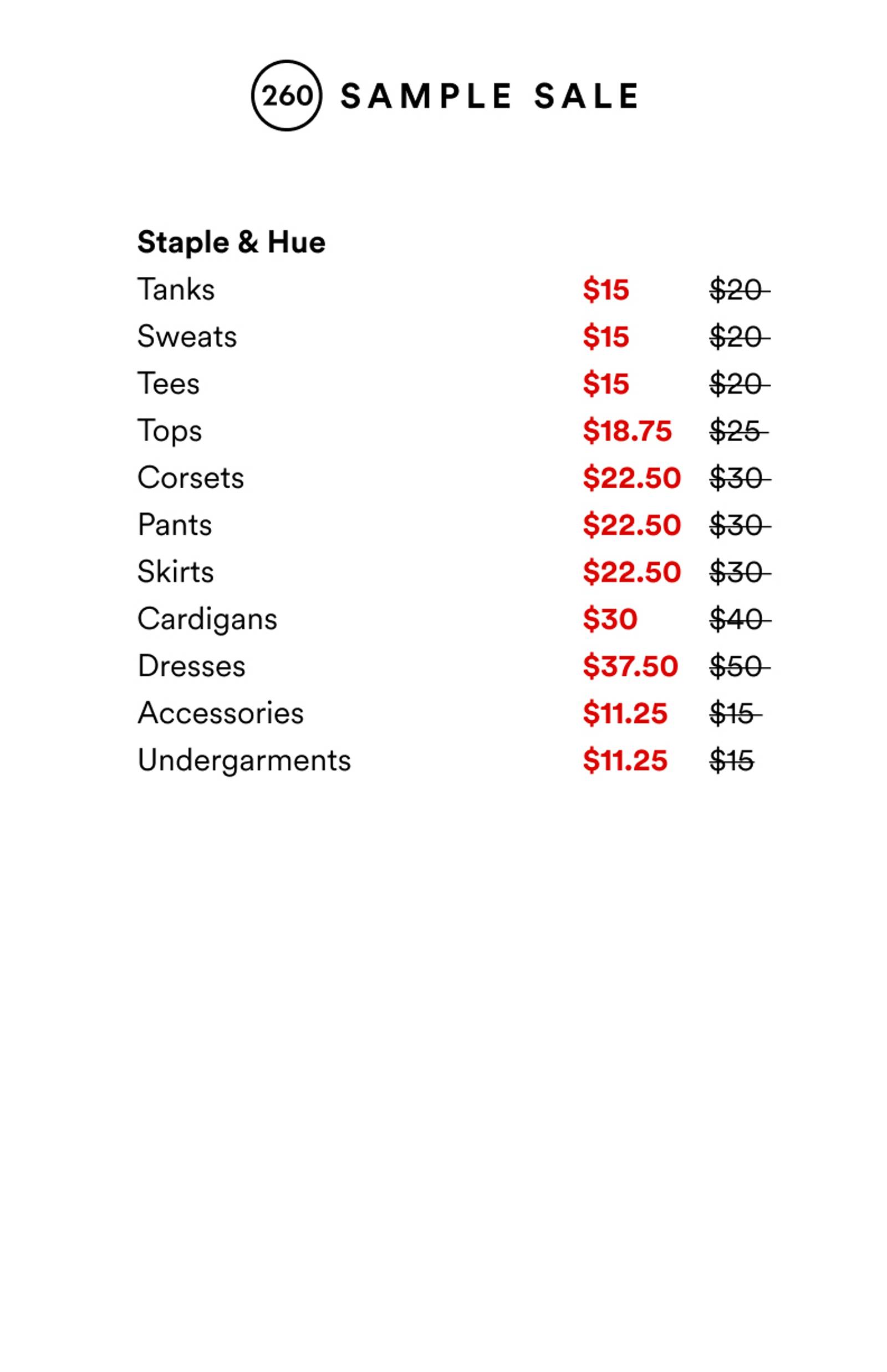 Price list