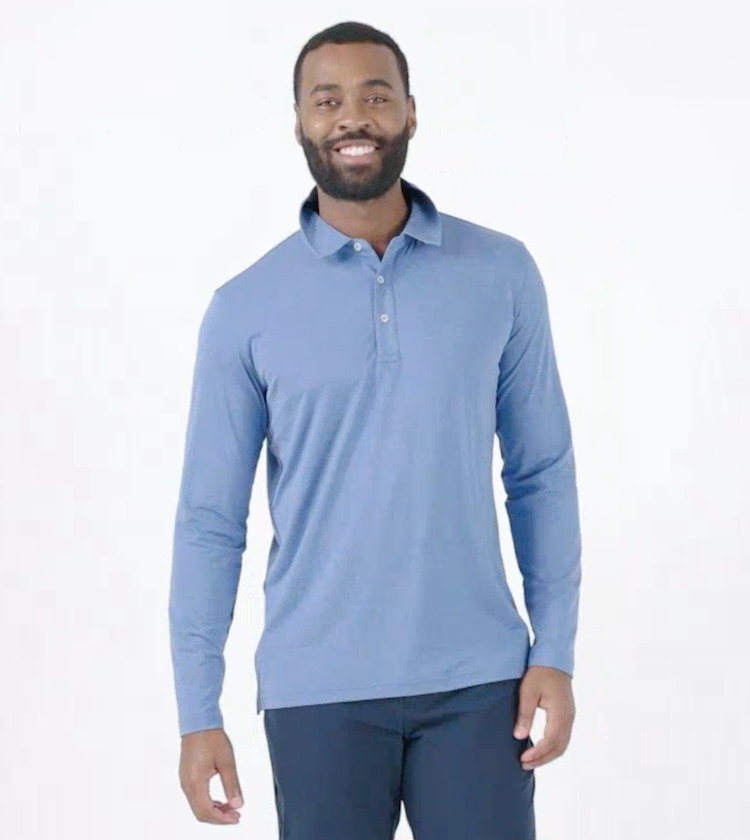 Sun Protective Long Sleeve Polo Shirt For Men Upf 50+ | UV Protection Black