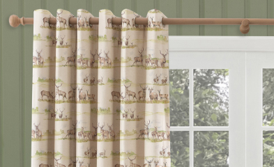 linen made to measure curtains in moorland stag print