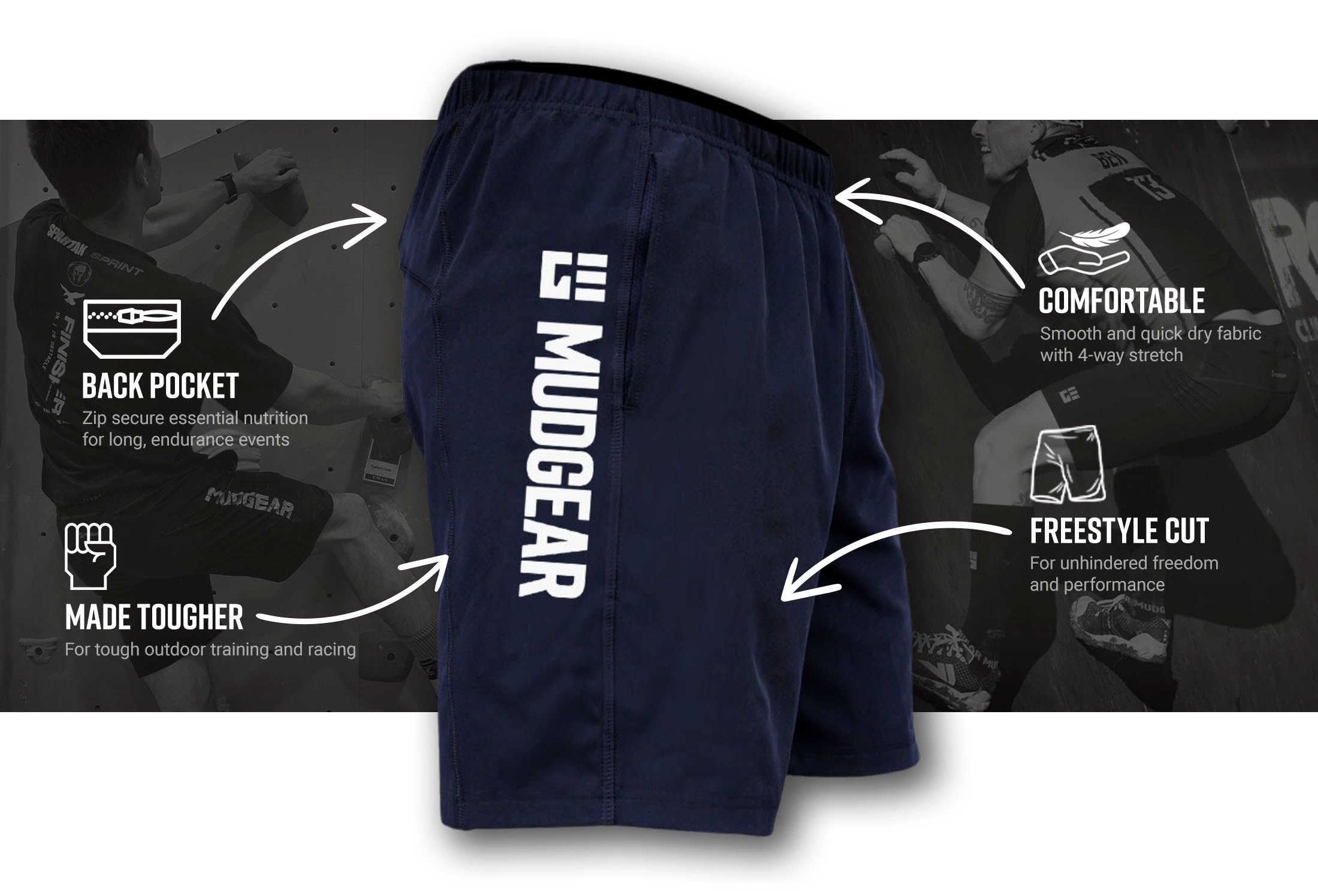 Infographic of Men's Freestyle Running Shorts (Black)
