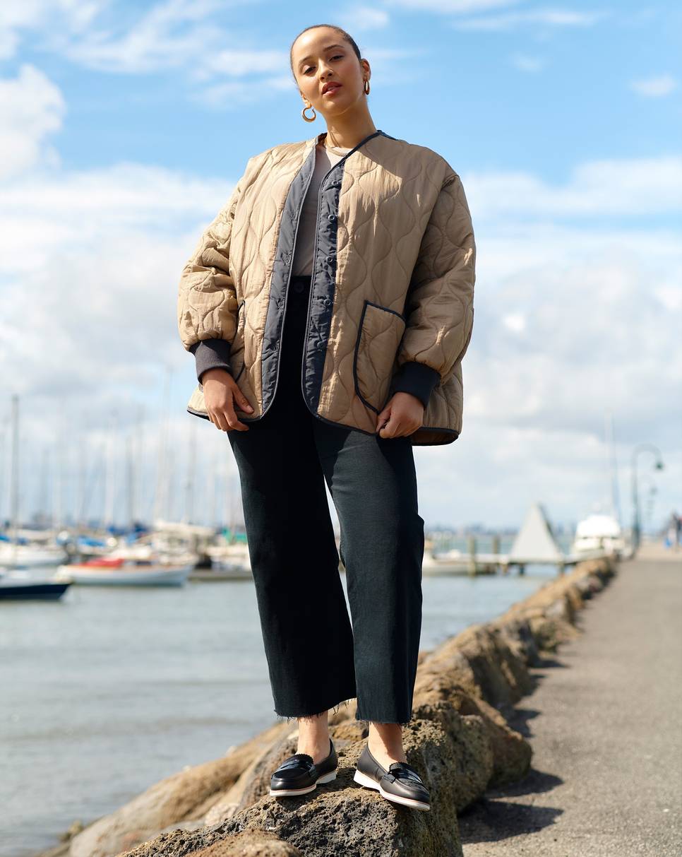 Penny Loafer Black Geo / White