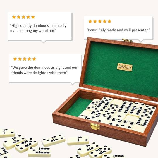 Double Six Dominoes - Dominoes Set with Mahogany Case