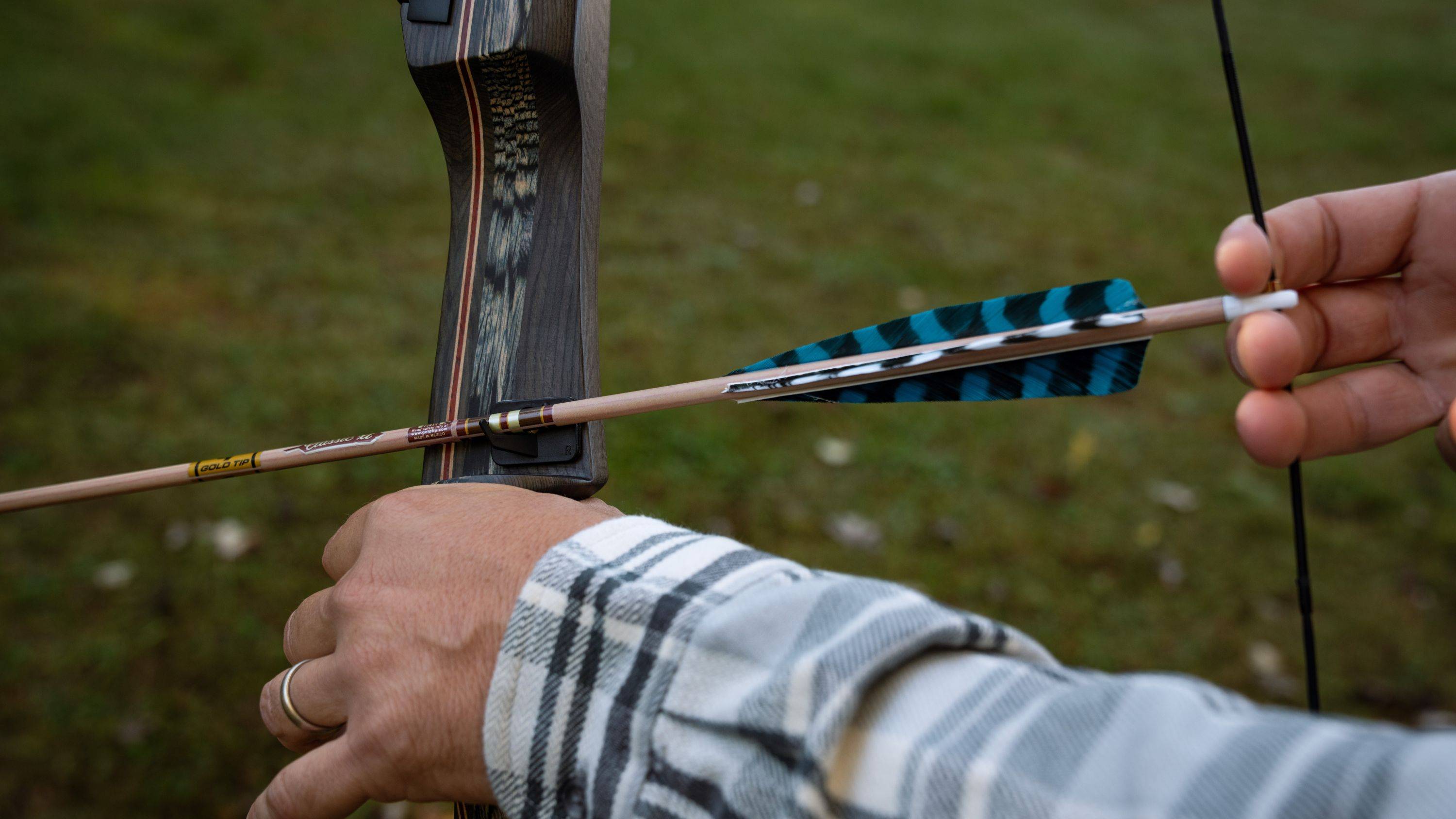 Close up of the rest on the Bear Archery Wolverine X traditional bow.