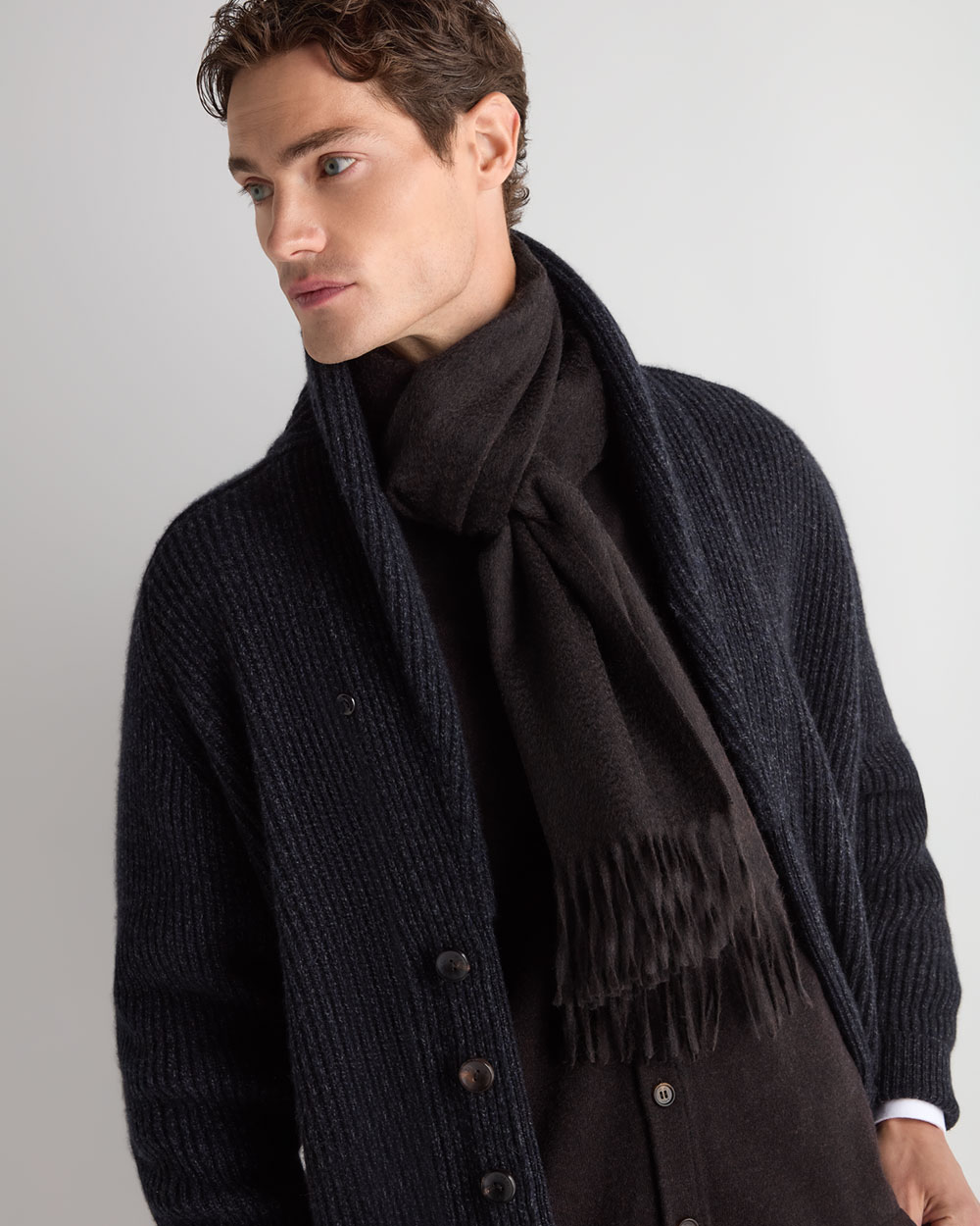 Unisex Large Woven Cashmere Scarf Cocoa Brown | N.Peal
