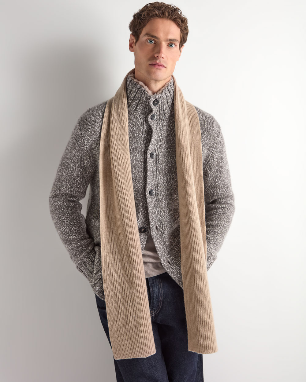 Unisex Ribbed Cashmere Scarf Cashew Brown | N.Peal
