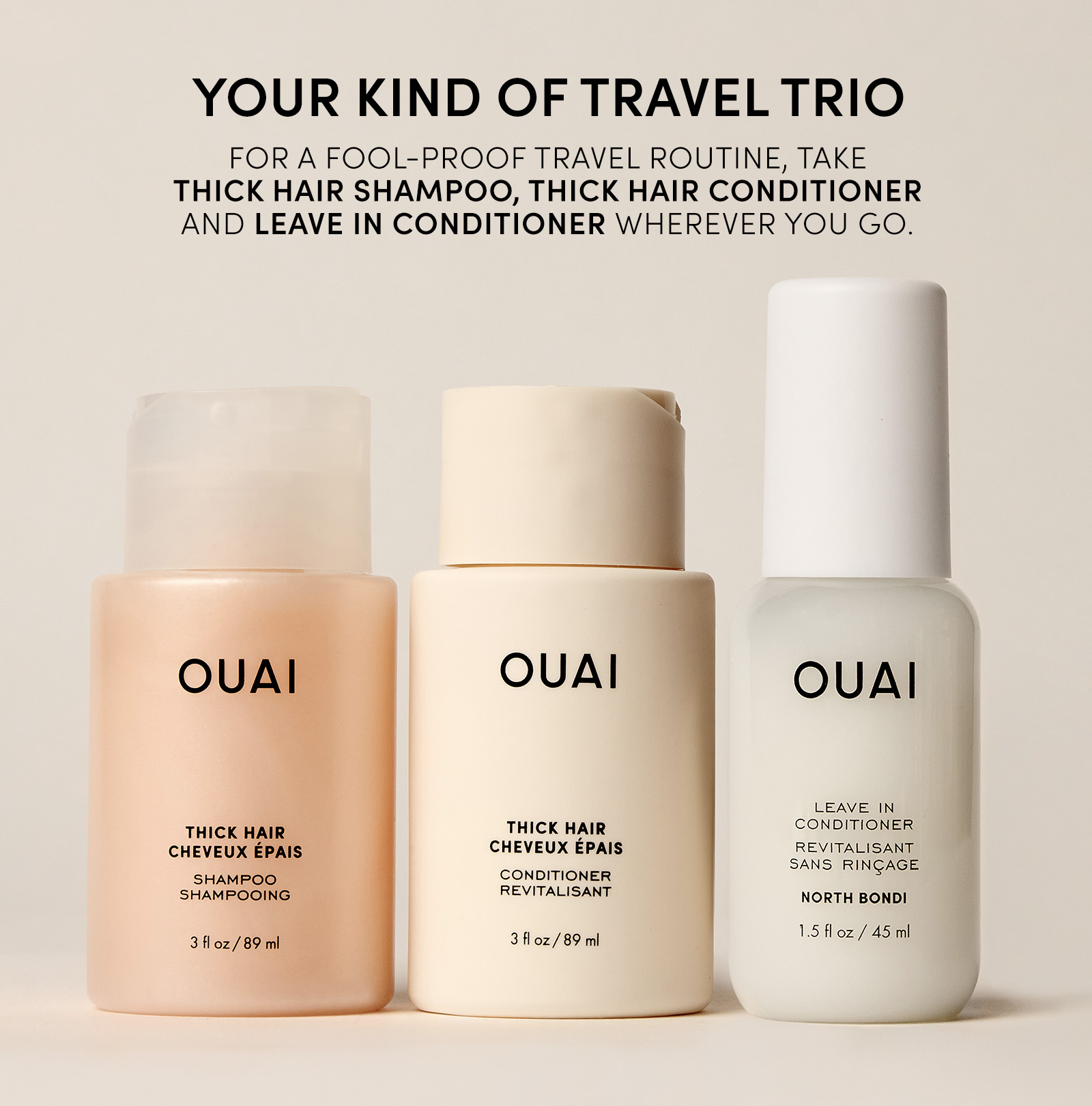 Thick Hair Travel Set - Shampoo, Conditioner & Leave In – OUAI