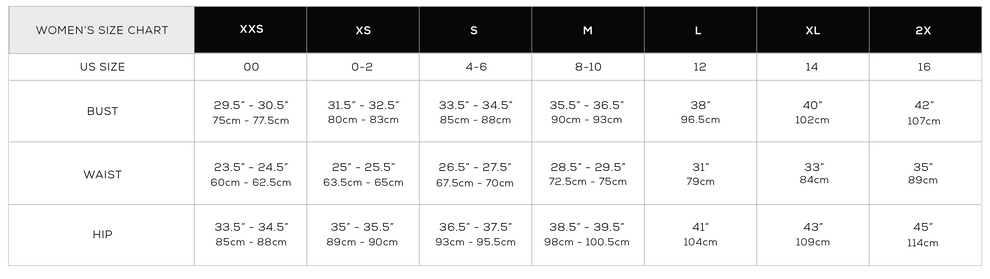 ladies pant size chart