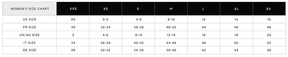 Women's Belt Size Chart