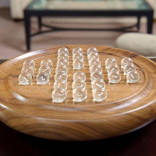 Solitaire With Marbles - 9" Wooden Solitaire