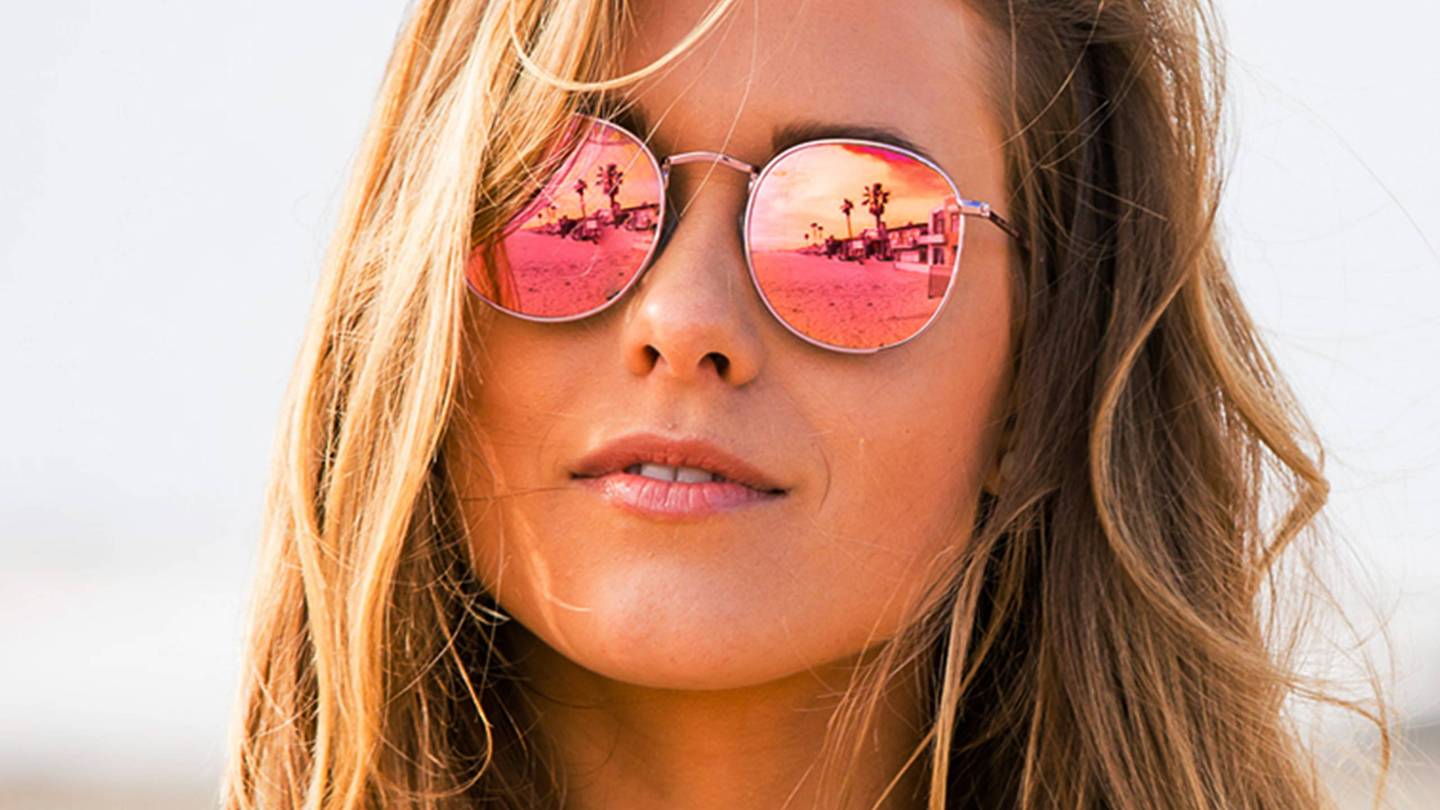Yankee Rose Round Sunglasses Rose Gold Wire Frame & Mirror Lens
