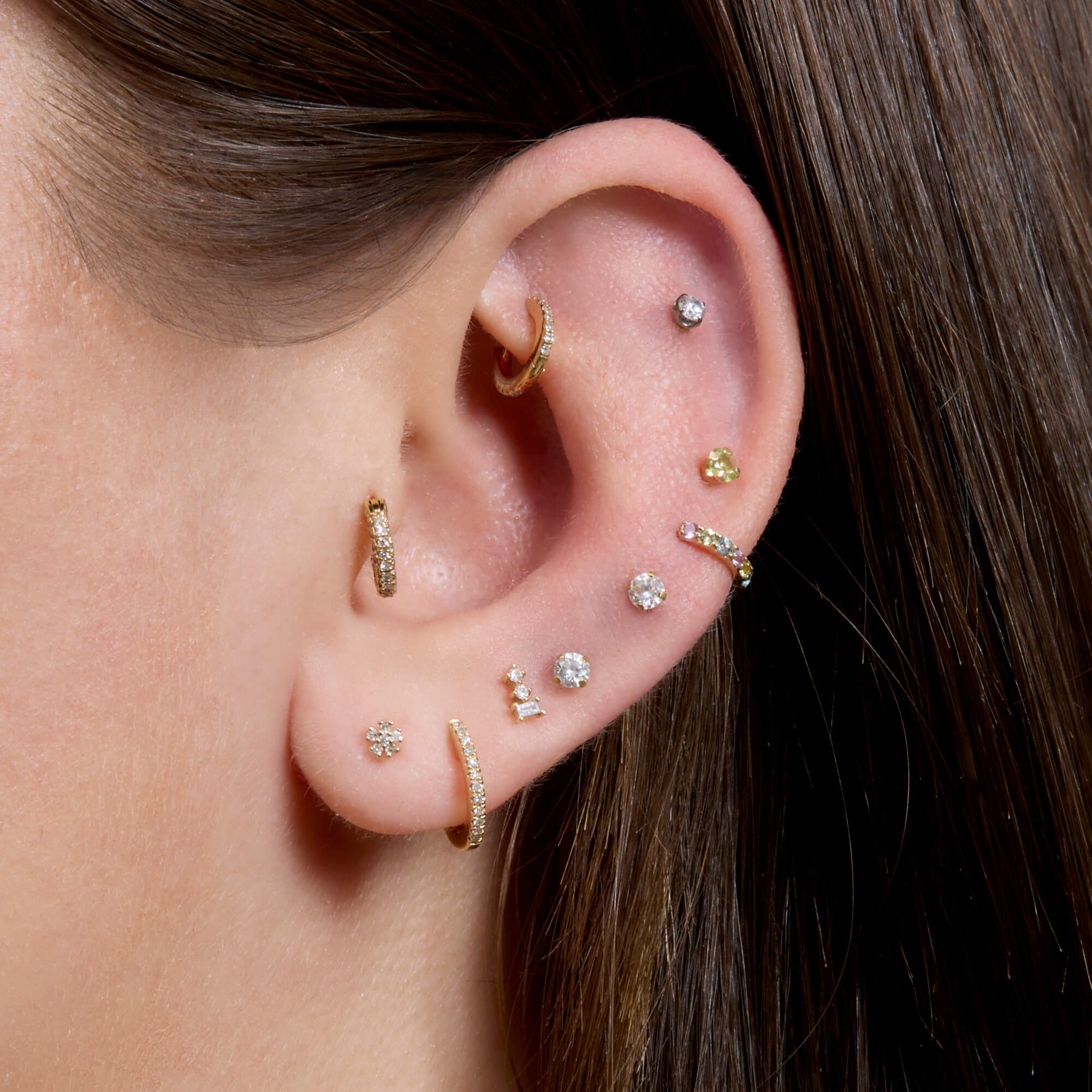 Tiny Diamond Flower Stud – STONE AND STRAND
