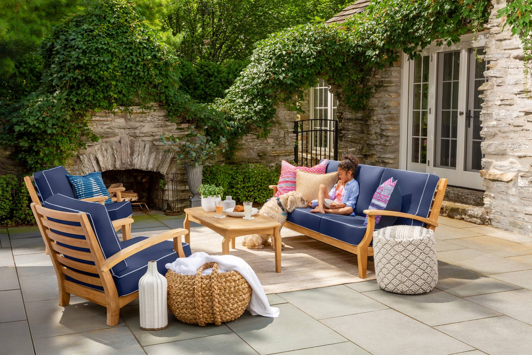 Winnie Outdoor Teak Loveseat Set Yardbird