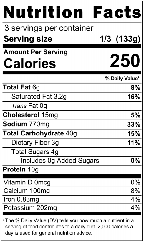 Nutrition info