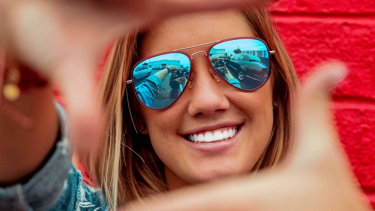 Weekend Flyer Polarized Sunglasses Red Stainless Steel Frame & Blue