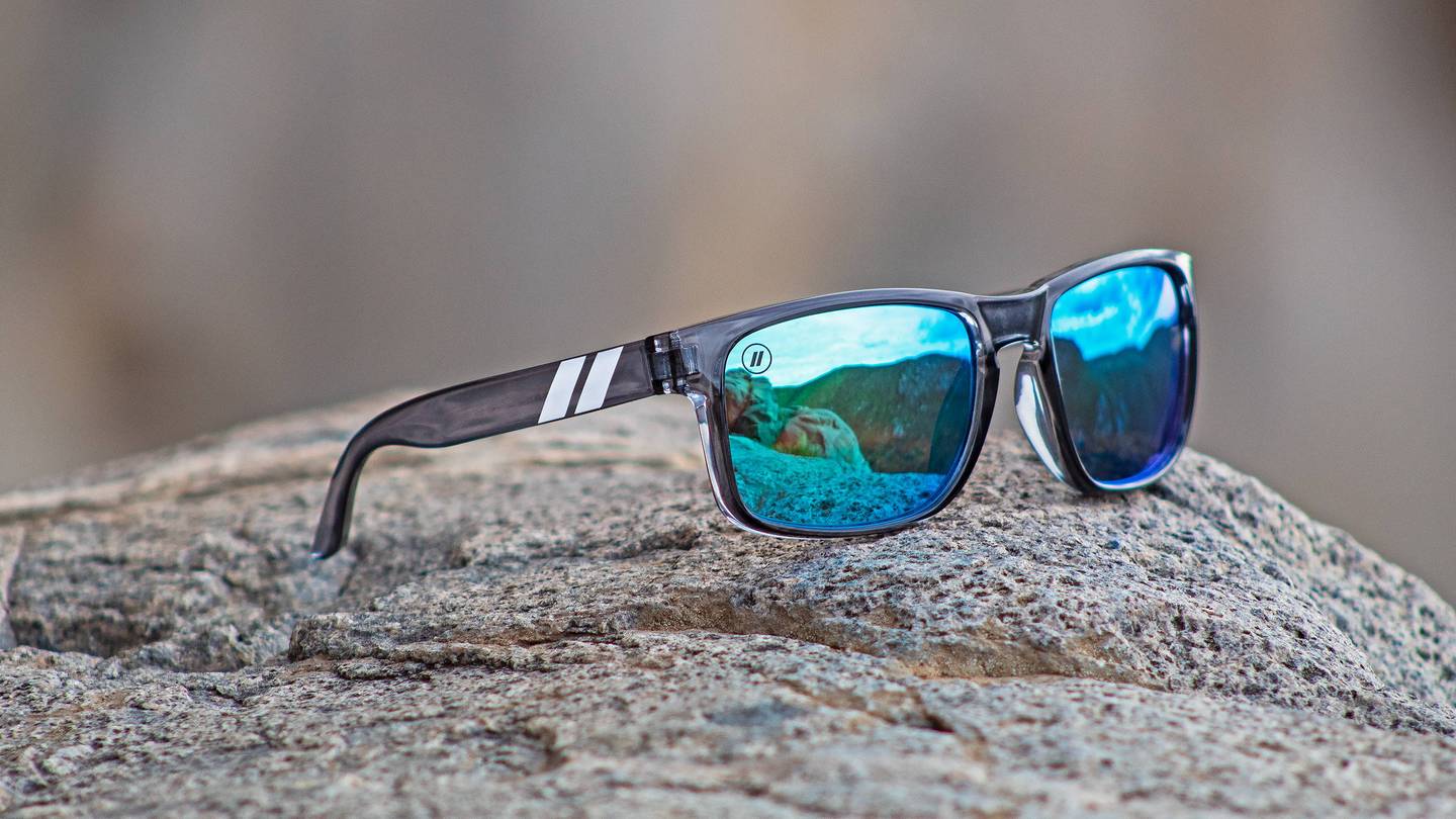 North Point Polarized Sunglasses - Ice Blue Mirrored Lens & Crystal ...