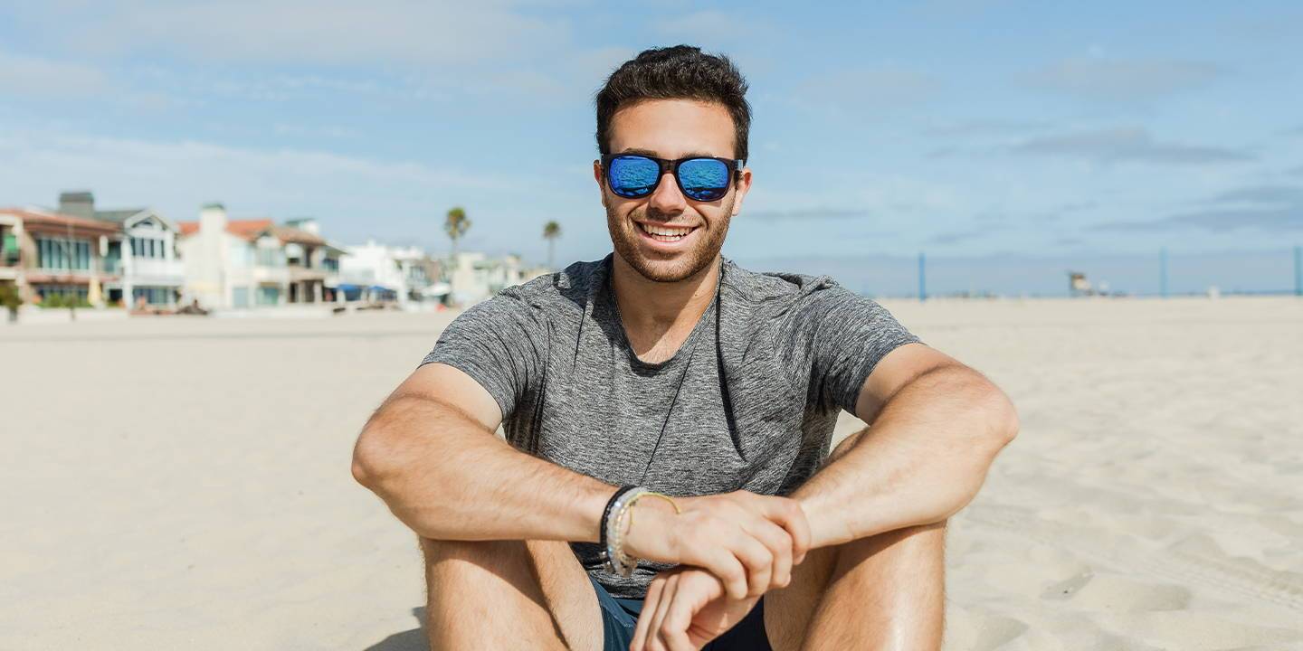 Tipsy Goat X2 Polarized Sunglasses Blue Mirror Lens & Crystal Clear Frame