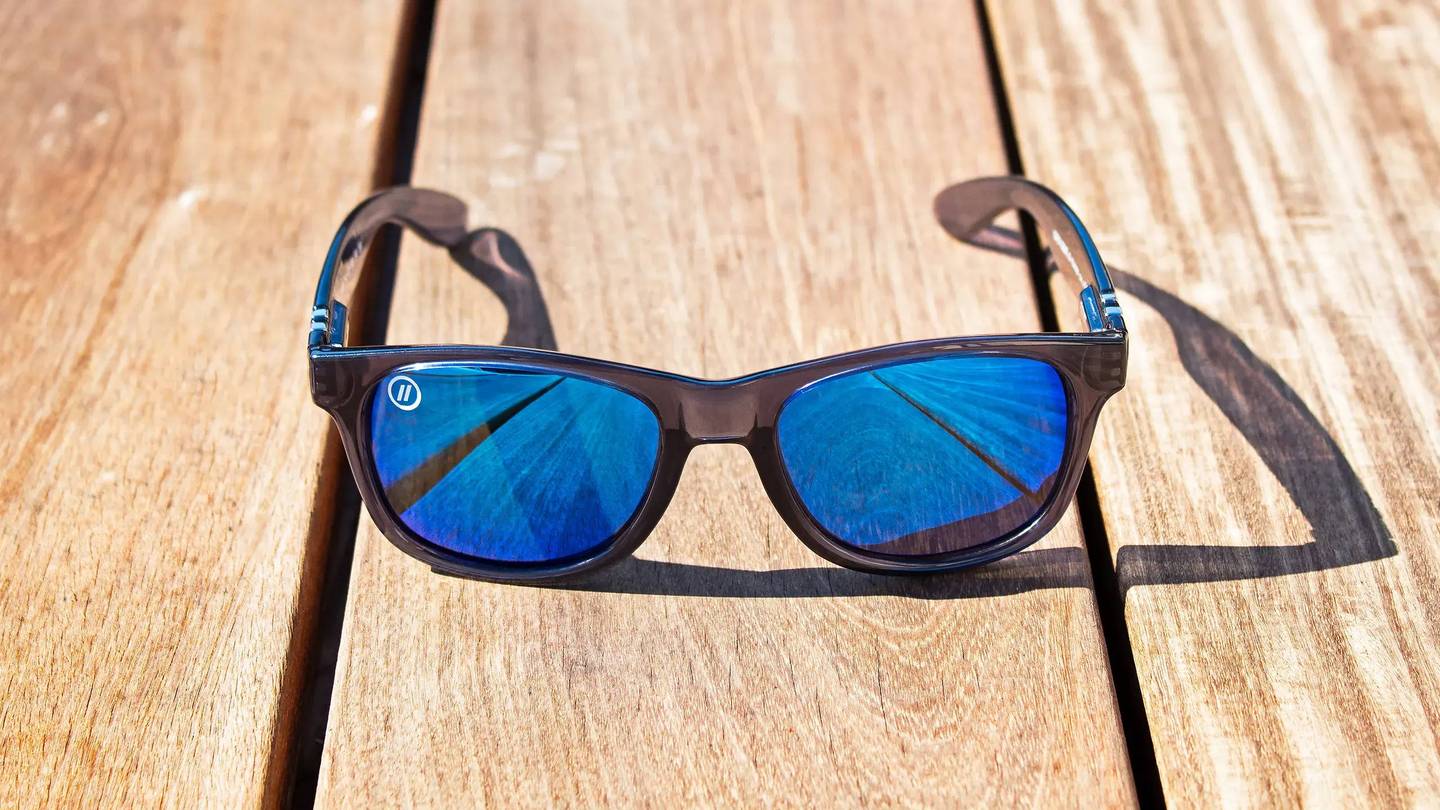 Tipsy Goat X2 Polarized Sunglasses Blue Mirror Lens & Crystal Clear Frame