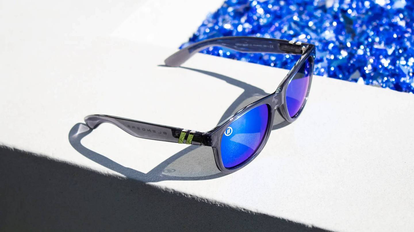 Tipsy Goat X2 Polarized Sunglasses Blue Mirror Lens & Crystal Clear Frame