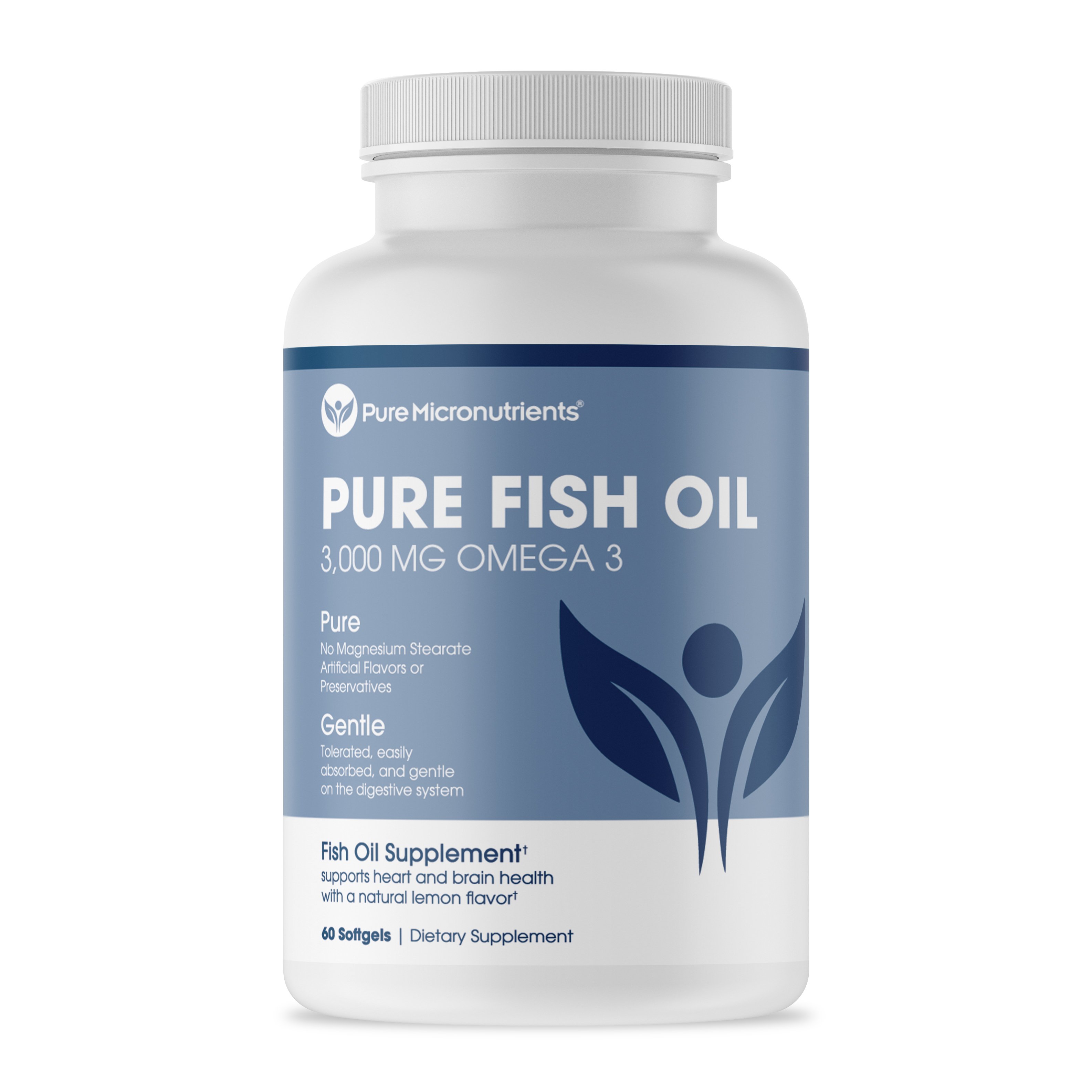 Pure Fish Oil Omega 3 Vitamin Supplement 3000 mg 60 Count Pure