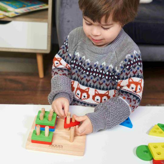 Wooden Puzzle Board - Geometric Stacking Toy