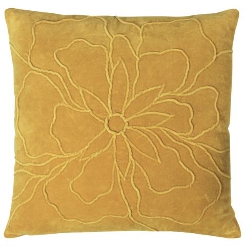 TWO PACK Luxury Velvet 43cm Piped Cushion Covers Ochre Yellow Grey