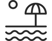 Parasol, sun and water icon