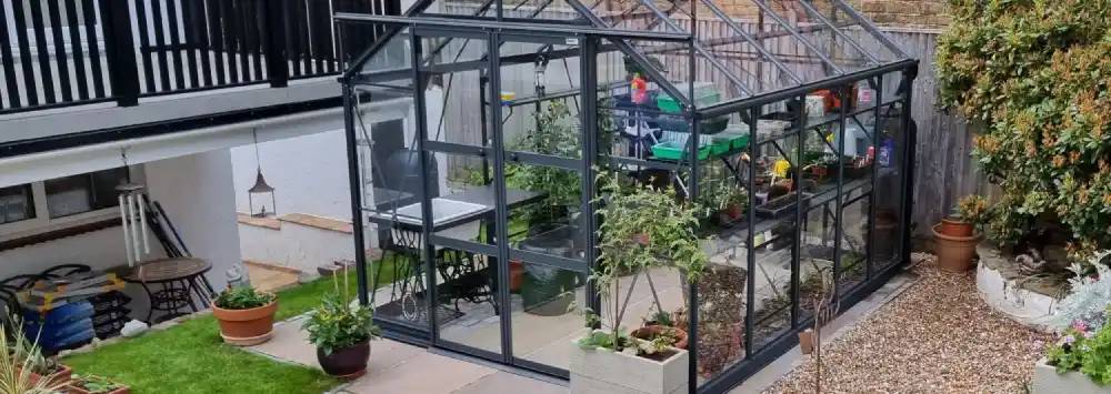 Rhino greenhouse with concrete base