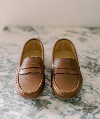 brown toddler dress shoes Little Girls Leather Dress Shoe Warm Brown Leather T Strap main image 0