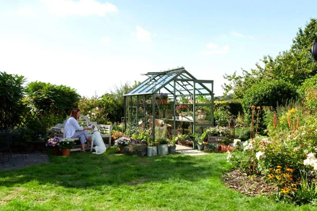 Greenhouse in a countryside garden