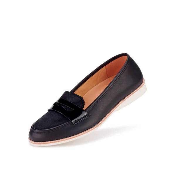 Penny Loafer Rise Crinkle Black Patent