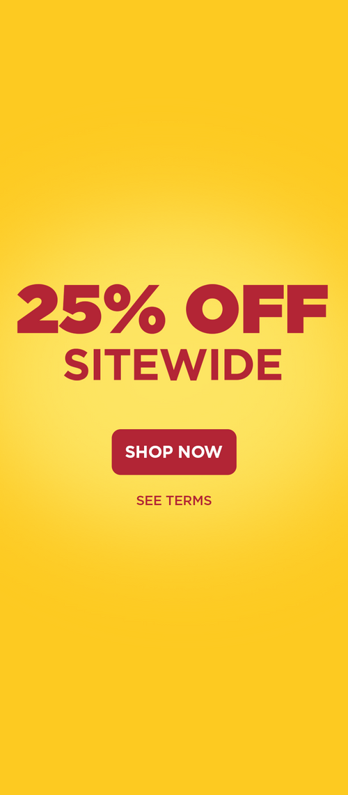 25% off sitewide Nature Made sale graphic on yellow background with red Shop Now button.