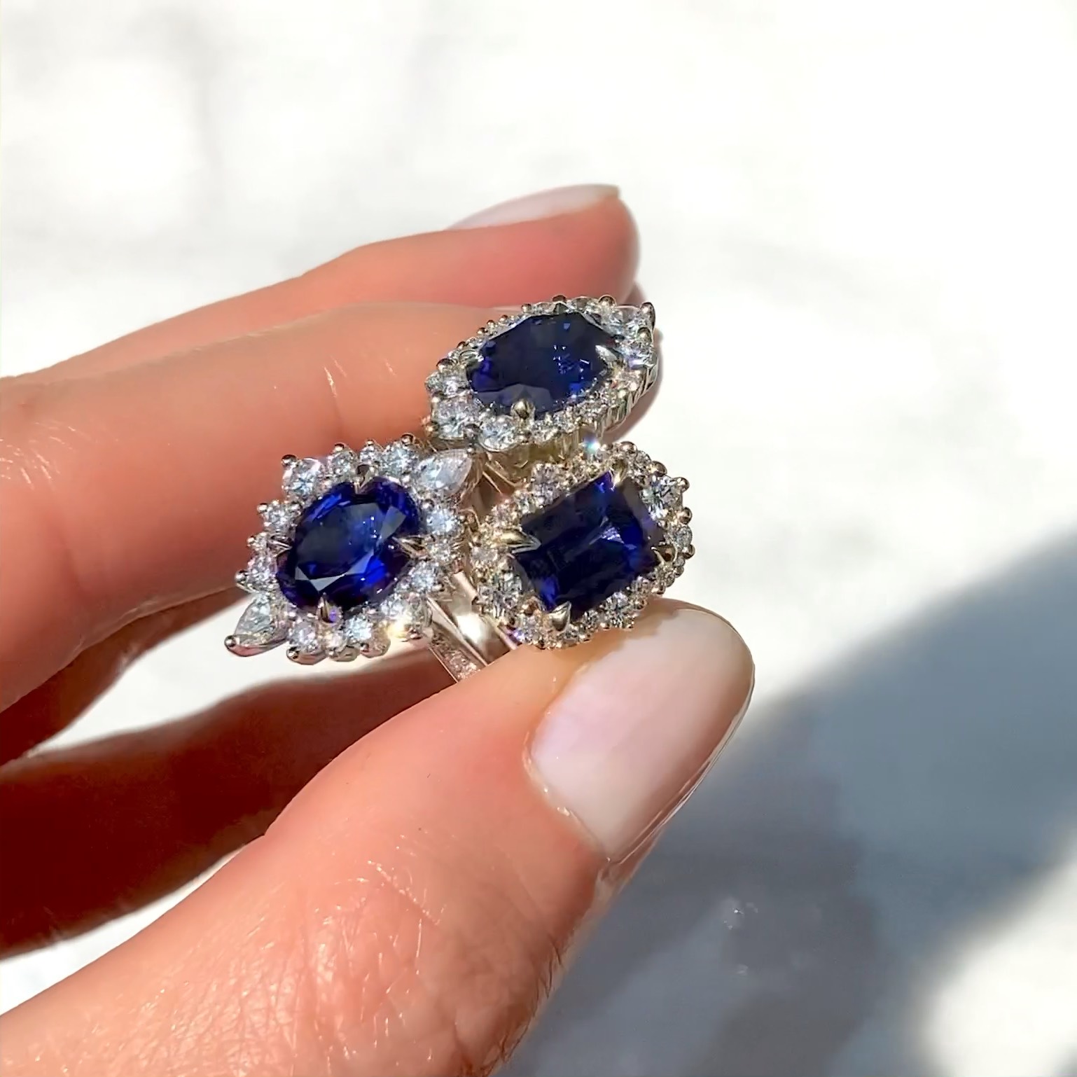 Lab created blue hot sale sapphire engagement rings