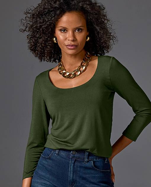 models wearing olive green top