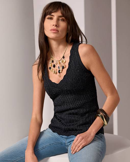 models wearing black sweater tank