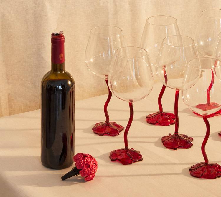 Fancy Red Wine Goblet Wine Cocktail Glasses 100ml Rose Flower Shape  Valentines