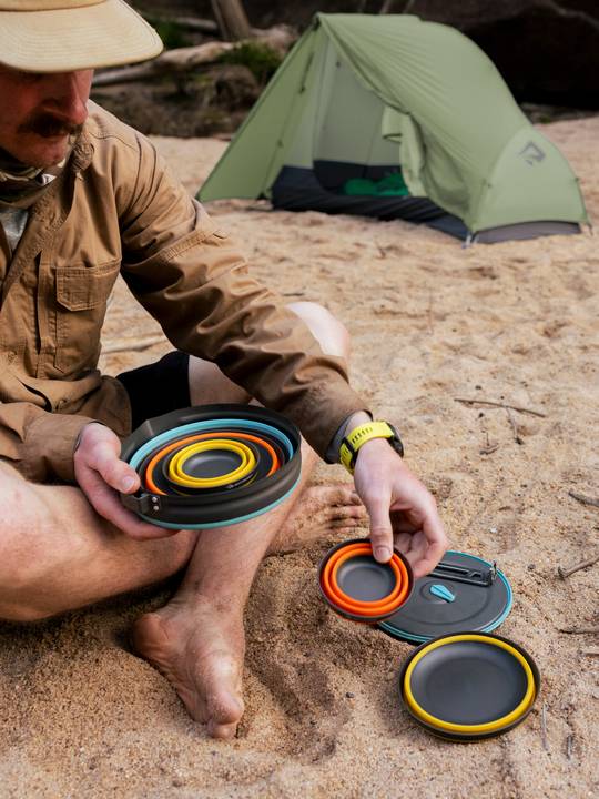 Camping Geschirr Set Für 2 Personen – 12-teilig Aus Edelstahl, Mit Aufbewahrungstasche, Für Outdoor, Picknick & Grillen