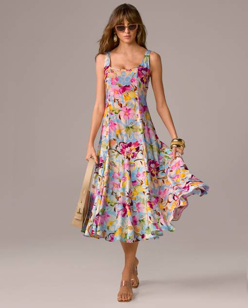 Models wearing a floral dress