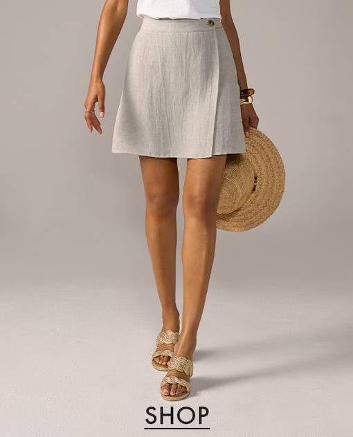 models wearing linen skirt